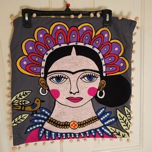 Embroidered Frida Kahol Pillow Case 18x18